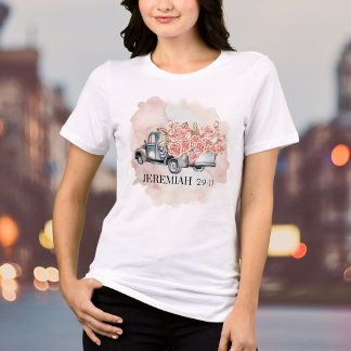 Watercolor Roses Vintage Truck Bible Verse Tri-Blend Shirt