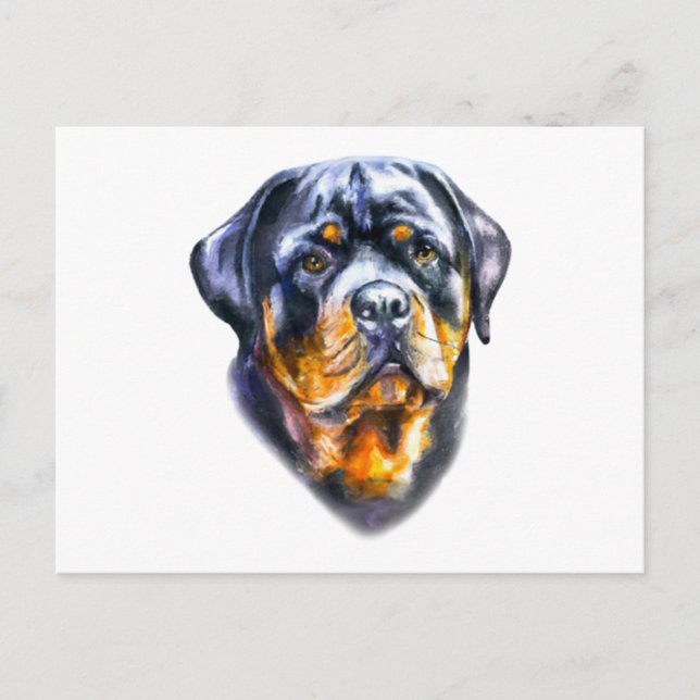 Watercolor Rottweiler Postkarte (Vorderseite)