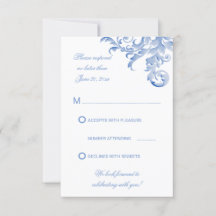 Watercolor Royal Blue Blüh Wedding RSVP