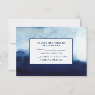 Watercolor RSVP Card Hochzeit dunkelblau Abstrakt Karte