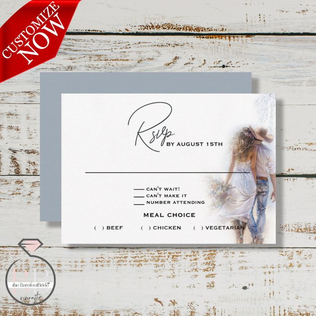 Watercolor Rustic Cowboy Wedding RSVP Karte (Von Creator hochgeladen)