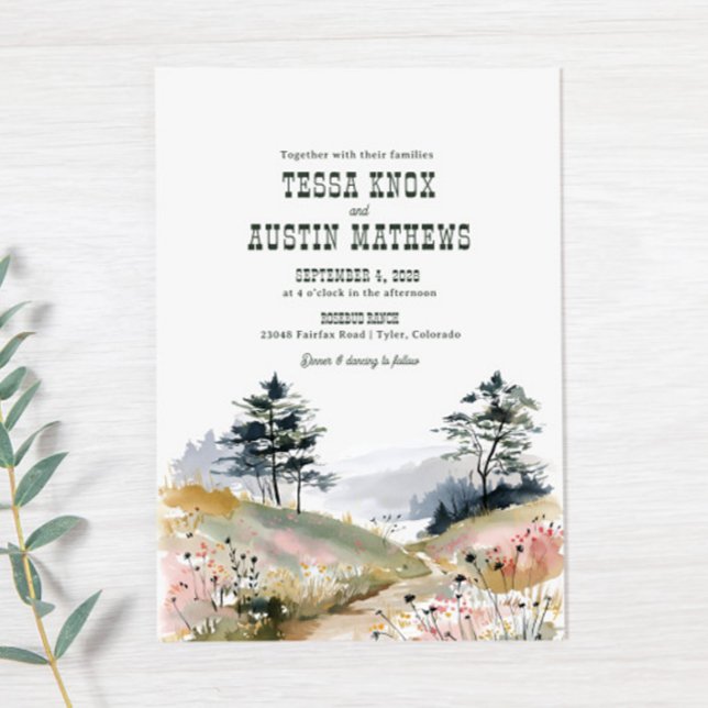 Watercolor Rustic Mountain Wedding Invitation (Créateur téléchargé)