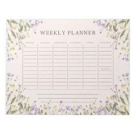 Watercolor rustikale Blume Wochenplaner Notizblock