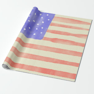 Watercolor rustikale US-Flagge Geschenkpapier