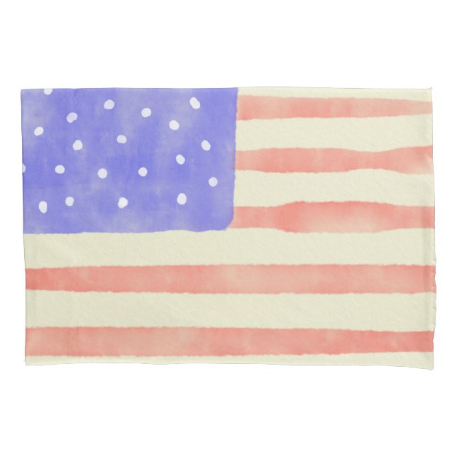 Watercolor rustikale US-Flagge Kissenbezug (Vorderseite)