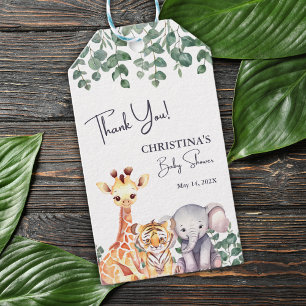 Watercolor Safari Animals Kinderdusche Vielen Dank Geschenkanhänger