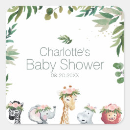 Watercolor Safari Jungle Babydusche Aufkleber
