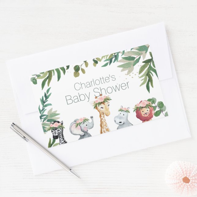 Watercolor Safari Jungle Babydusche Aufkleber (Umschlag)