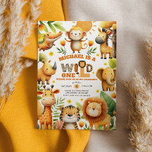 Watercolor-Safari-Tiere WILD ONE 1. Geburtstag