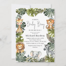 Watercolor Safari Wild 1 1. Geburtstag Boy Invita Einladung