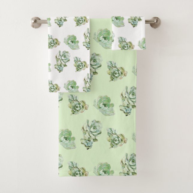 Watercolor-saftiges Pflanzen-Muster Badhandtuch Set (Insitu)