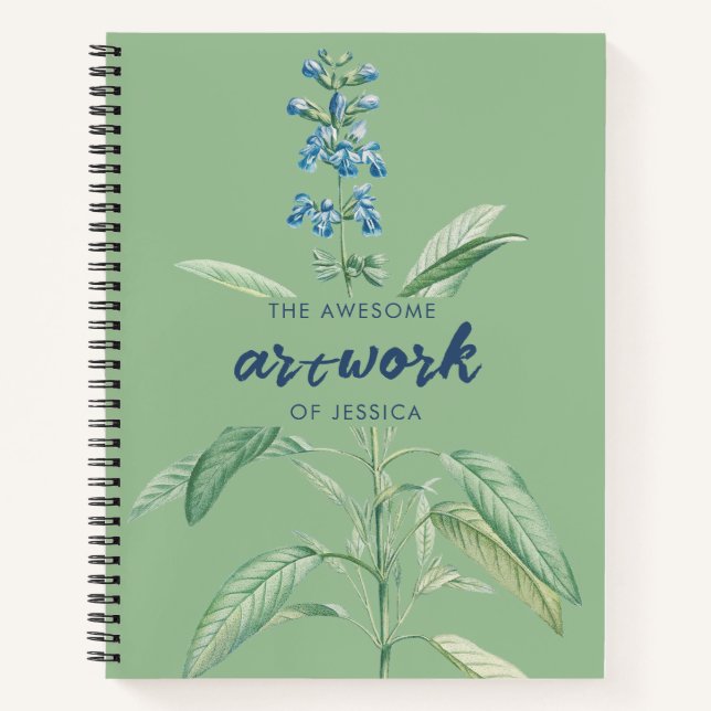 Watercolor Sage Green Artist Sketchbook Notebook Notizbuch (Vorderseite)