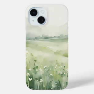 Watercolor-Sagegrün-Wiesenlandschaft-iPhone 15 Case-Mate iPhone Hülle