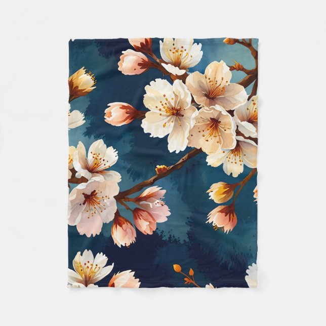 Watercolor Sakura Dreams Fleecedecke (Vorderseite)