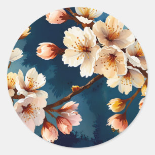 Watercolor Sakura Dreams Runder Aufkleber