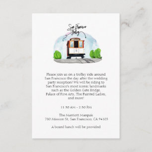 Watercolor San Francisco Wedding Trolley Ride Begleitkarte