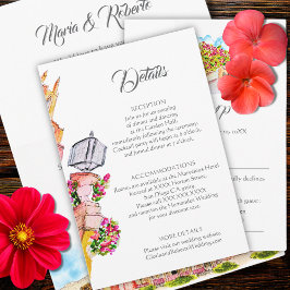 Watercolor San Miguel de Allende Wedding Details Einladung