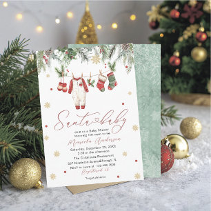 Watercolor-Santa-Baby-Winter-Baby-Party werdende M Einladung