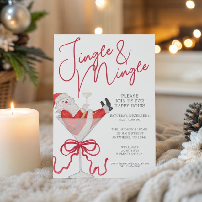 Watercolor Santa Christmas Cocktail Party Einladung (Von Creator hochgeladen)