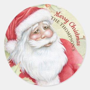 Watercolor Santa Clause Runder Aufkleber