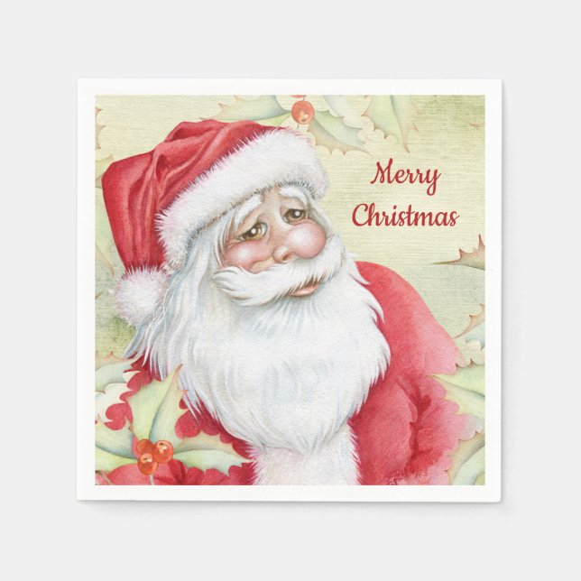 Watercolor Santa Clause Serviette (Vorderseite)