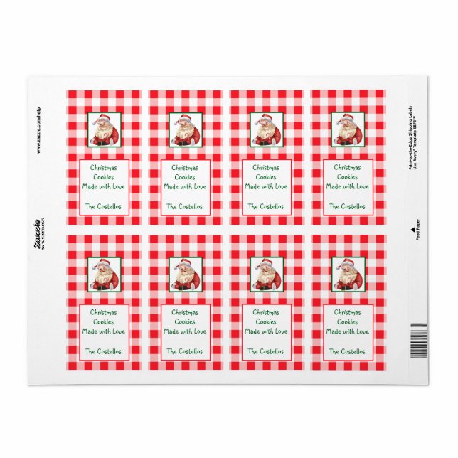 Watercolor Santa Red Check Christmas COOKIES (Vorne)