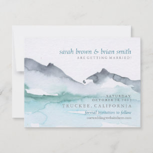 Watercolor-Save the Date Mountainside See-Hochzeit Save The Date