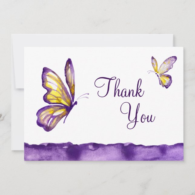 Watercolor-Schmetterling danken Ihnen kardiert Dankeskarte (Vorderseite)