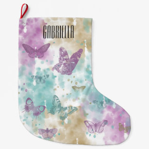 Watercolor-Schmetterlings-abstraktes Großer Weihnachtsstrumpf