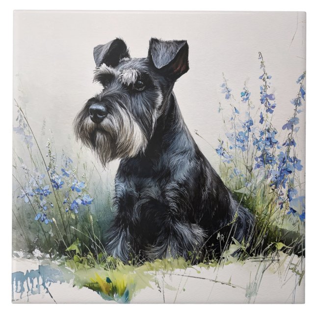 Watercolor Schnauzer Fliese (Vorderseite)