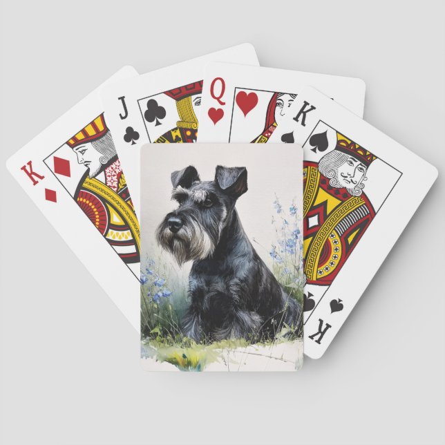 Watercolor Schnauzer Spielkarten (Rückseite)