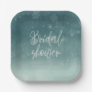 Watercolor-Schneeflocken Winter Brautparty  Pappteller