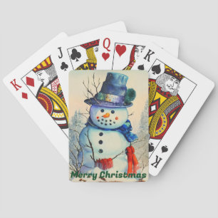 Watercolor-Schneemann-Spielkarten Spielkarten