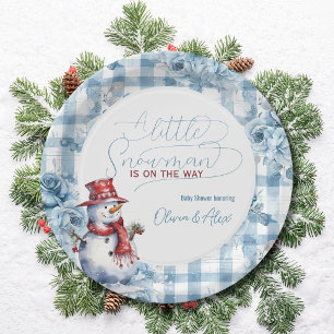 Watercolor-Schneemann Winter Junge Baby Shower Pappteller