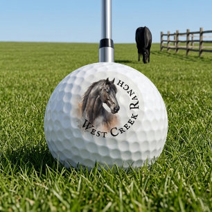 Watercolor-Schwarzes-Pferd-Reitsportliebhaber-Golf Golfball