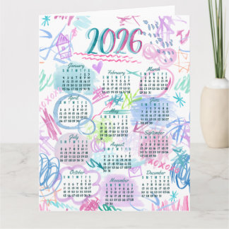 Watercolor scribbs Kalender Karte