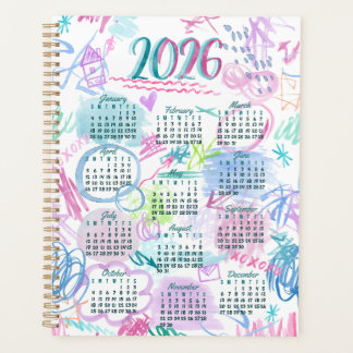 Watercolor scribbs Kalender Planer