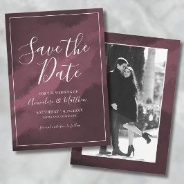 Watercolor Script Red Wedding Save the Date Einladung