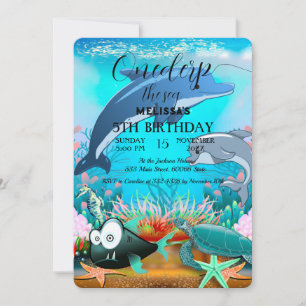 Watercolor Sea Animaux Invitation de fête d'annive
