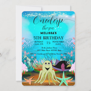 Watercolor Sea Animaux Invitation de fête d'annive