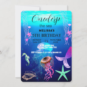 Watercolor Sea Animaux Invitation de fête d'annive