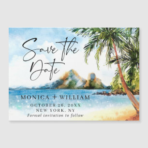 Watercolor Sea Beach Enregistrer la date Carte mag