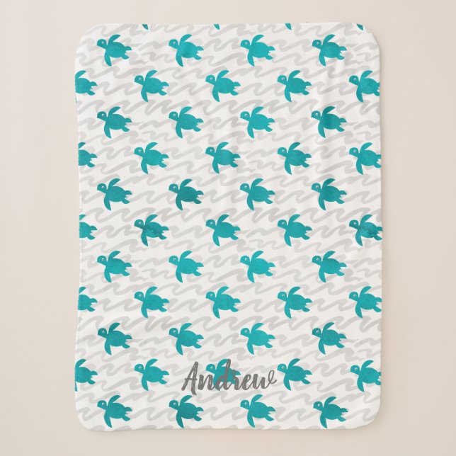Watercolor Sea Turtle Sherpadecke (Vorderseite)