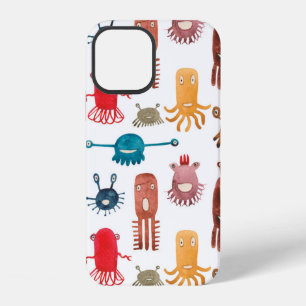 Watercolor seamless pattern of funny monsters and  iPhone 12 hülle