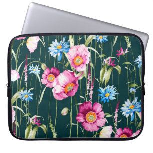 Watercolor seamless pattern with corn poppy flower laptopschutzhülle