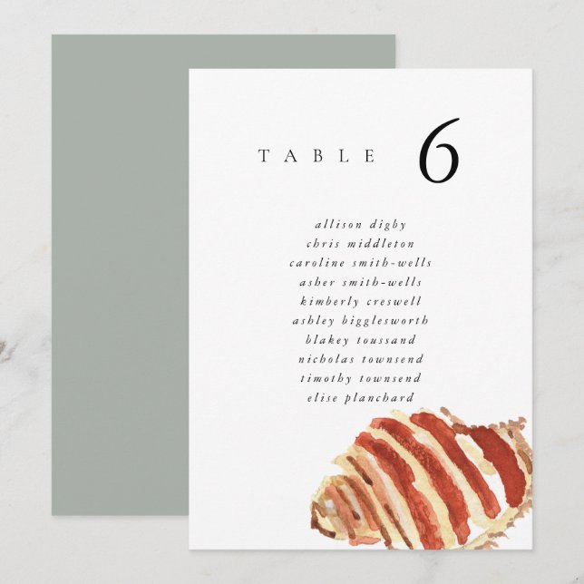 Watercolor Seashell Beach 5x7" Wedding Seat Chart (Vorne/Hinten)