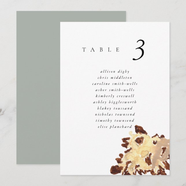 Watercolor Seashell Beach 5x7" Wedding Seat Chart (Vorne/Hinten)