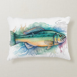 Watercolor Series: Bass Dekokissen