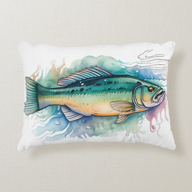 Watercolor Series: Bass Dekokissen (Vorderseite)