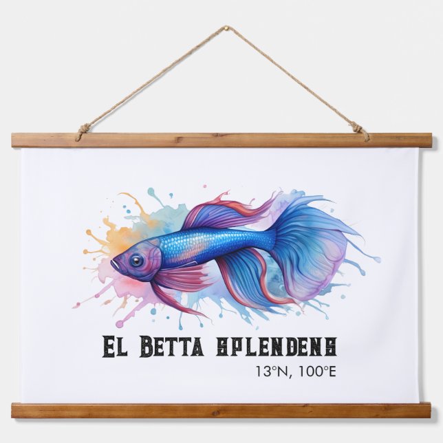 Watercolor Series: Betta Fish Wandteppich Mit Holzrahmen (Vorne)